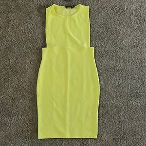 Lime Green Side Cutout Mini Dress